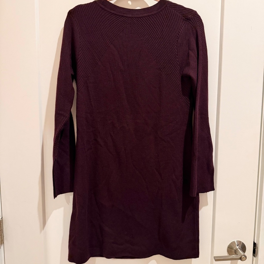 Club Monaco Wine Camel Ribbed Merino Wool Sweater Dress Women's Size Medium - Picture 5 of 9